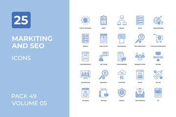 Marketing and seo icons collection. Set contains such Icons as adverting, megaphone, online marketing, and more