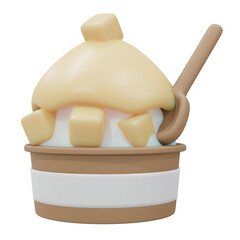 3D Rendering to go cup of mango ice cream soft ice isolated on white. 3d render cartoon style.