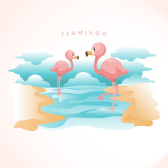 Obraz premium Flamingo on The Beach