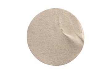 Blank round paper sticker label isolated on white background