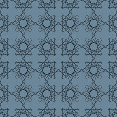Pattern with crossing thin lines. Abstract geometric texture. Blue Gray Black. Seamless linear pattern for textile fabric wrapping Vector illustration Textile swatch Background Line design 10 eps Tile