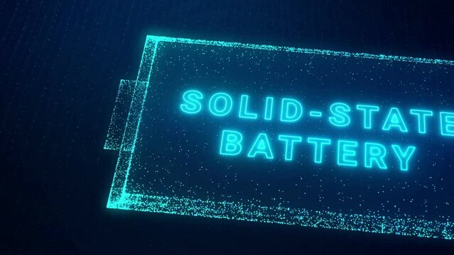 Solid-state battery pack design for electric vehicle (EV) concept animation, 3D rendering new research and development batteries with solid electrolyte high energy storage for future car industry