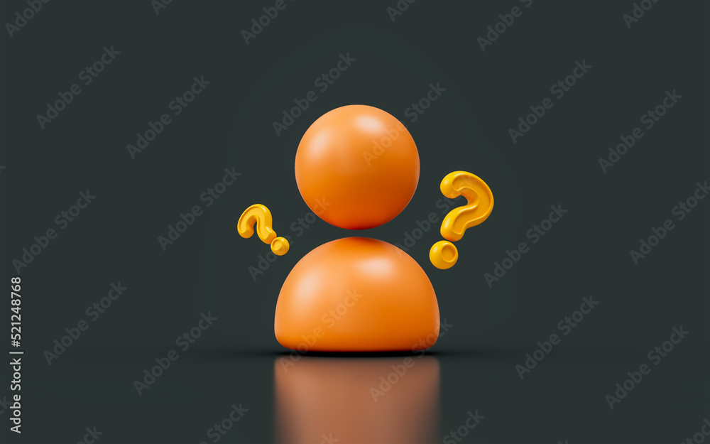 Wall mural user question mark sign on dark background 3d render concept for planning thinking and confusion