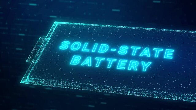 Solid-state battery pack design for electric vehicle (EV) concept animation, 3D rendering new research and development batteries with solid electrolyte high energy storage for future car industry