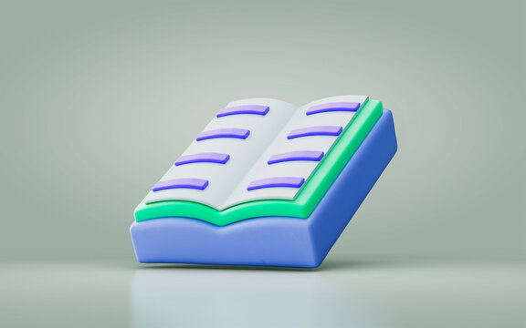 book sign 3d render concept for subject dictionary history school collage university text book