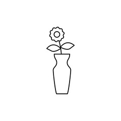 flower plant on pot vase icon in line style icon, isolated on white background