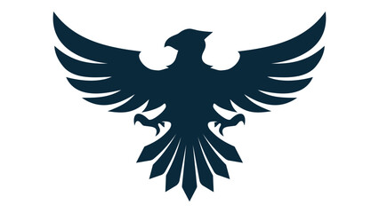 Coat of arms eagle. Dark bird logo on white background.