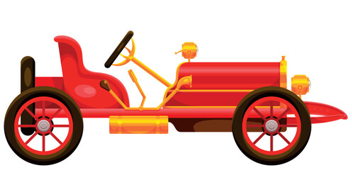 Retro auto sticker. Vector image. The sticker is colored. The car is red.