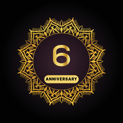 golden crown on black background, vintage style for 6th anniversary