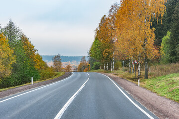 View of the highway at autumn time.