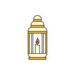 candle in lantern icon in color, isolated on white background 