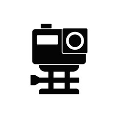 Fototapeta premium Action Camera icon in black flat glyph, filled style isolated on white background