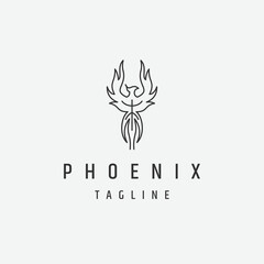 Phoenix line logo icon design template flat vector