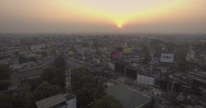 Indian City Sunset (Aerial View)