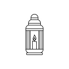 candle in lantern icon in line style icon, isolated on white background