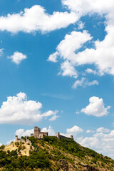 View at fortress Rocca Maggiore, a castle which dominated, for more than eight hundred years, the citadel of Assisi, Umbria, Italy, Europe