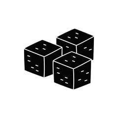 Sugar icon in black flat glyph, filled style isolated on white background