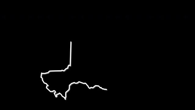 Niger map, country territory outline self drawing animation. Line art.