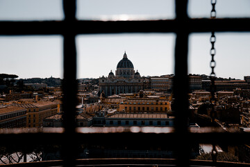 Dome of saint peter of rome seen from ancient window