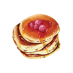 Watercolor of berry pancake vector design