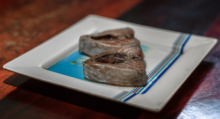  Raw  Hilsa fish, it is also known as Ilish. Selective Focus is used. Background is blurred.