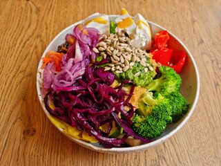 healthy poke bowl closeup photo