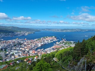 Overview photo of Bergen City center in the summer of 2022