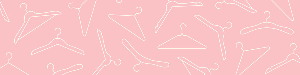 fashon, apparel banner with different cloth hanger - vector illustration