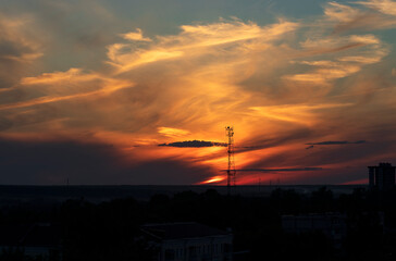 sunset over the city