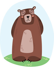 Funny bear Cute childish animal character in simple style Flat vector cartoon textured illustration