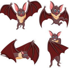 Cartoon bat collection set. Vector illustration