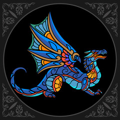 Colorful dragon head isolated on black background