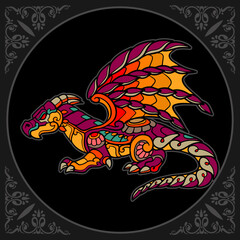 Colorful dragon head isolated on black background