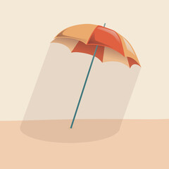 Vector vintage illustration beach umbrella. The symbol of a holiday by the sea