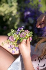 wreath weaving, flowers, summer solstice