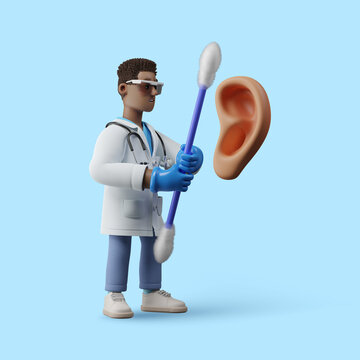 3d Illustration Otolaryngologist Cleaning Ear