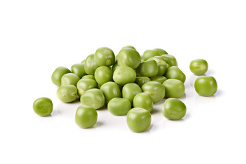 Heap of raw peas on white background with clipping path