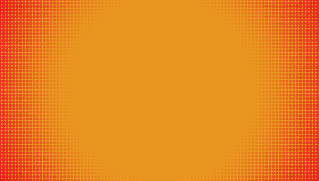 comic pattern background. halftone background. orange, yellow gradient dotted retro backdrop. dots pattern gradation from corners. design element background for web banners, posters, cards, wallpaper.