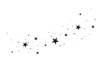 Stars on a white background. Black star shooting with an elegant star.Meteoroid, comet, asteroid, stars.