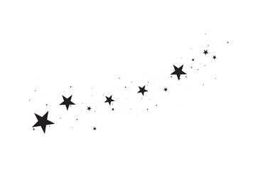 Stars on a white background. Black star shooting with an elegant star.Meteoroid, comet, asteroid, stars.