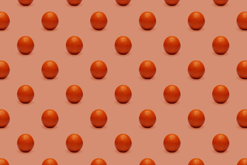 Fruit seamless pattern of fresh oranges on pink background. Pop art design, creative summer concept.