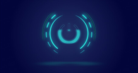 Image of processing circle and on button over navy background