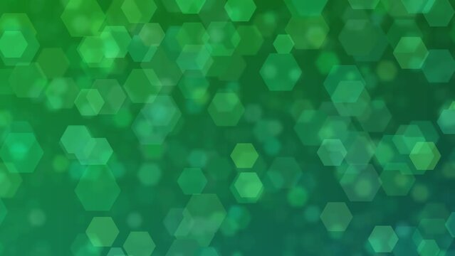 Motion graphics. Abstract background of forest green colors with bokeh