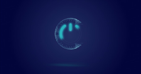 Image of processing circle and on button over navy background