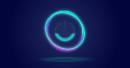 Image of processing circle and on button over navy background