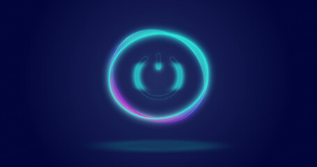 Image of processing circle and on button over navy background