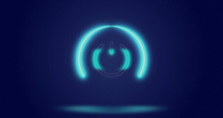 Image of processing circle and on button over navy background