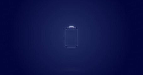 Image of processing circle and battery level over navy background