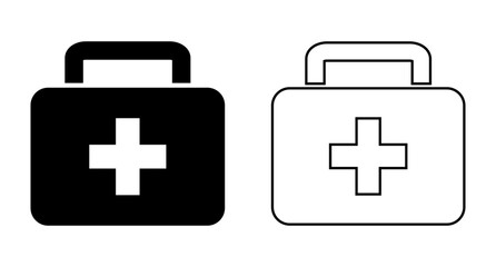 Medical bag icon set. First aid. Vector.