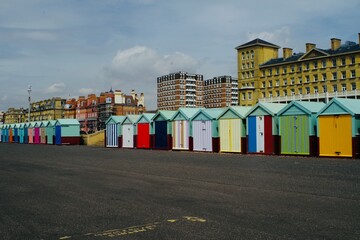 beach huts on the beach in brighton